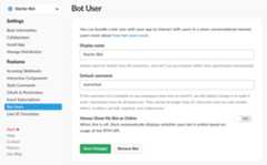 Added a bot user to the Slack App