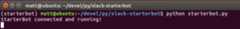 Console output when the StarterBot is running and connected to the API.
