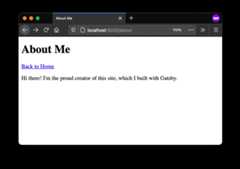 A screenshot of the About page. Now, under the heading, there's a link to the Home page. A screenshot of the About page. Now, under the heading, there's a link to the Home page.