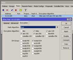 IPSec Peer - Encryption tab