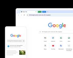 Auf einem Mobilgerät und einem Desktop-Computer wird die Google-Startseite in Chrome angezeigt.