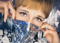 woman with aluminum on her face