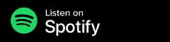A green circle with Spotify’s black sound wave logo is on the left. To the right, white text reads "Listen on Spotify" against a black background. This is a promotional graphic typically used to direct users to Spotify audio content.