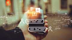 hand holding phone with overlay of translate chatbot conversation