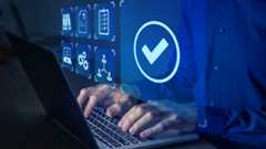 person reviewing security and risk checks on their laptop