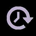 A clock with an arrow circling counterclockwise around it, indicating a restoration or refresh action.