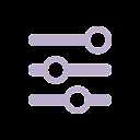 An icon showing three horizontal sliders with circular knobs at different positions, representing adjustable settings or controls.