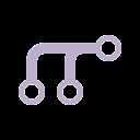 A simple line icon depicting a fork symbol with three circles connected by curved lines, resembling a diagram of branching paths.