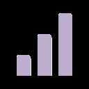 Three vertical bars of increasing height, from left to right, in a simple bar chart.
