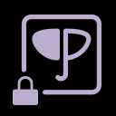 A padlock icon in front of a purple musical note and a video play symbol.