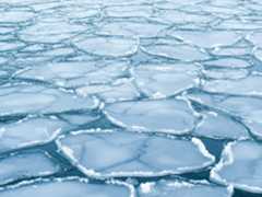 Imagen de mar cubierto de fragmentos de hielo