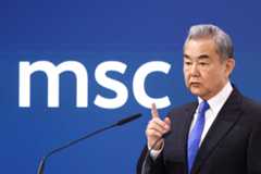Chinese Foreign Minister Wang Yi speaks during the Munich Security Conference in Munich on Saturday.