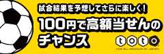 試合結果を予想してさらに楽しく！ 100円で高額当せんのチャンス toto（別ウィンドウで開く）