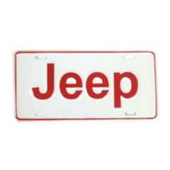 Jeep License Plate in Block Script (Red) Fits  41-71 Willys and Jeep