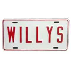 Willys License Plate in Block Script (Red) Fits  41-71 Willys and Jeep