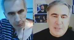 Михаил Саакашвили в октябре 2023 г. (слева) и марте 2025 г. Коллаж "Кавказского узла". Фото:https://eadaily.com/ https://www.facebook.com/watch/?v=1787900098713117 принадлежит компании Meta деятельность которой запрещена в России