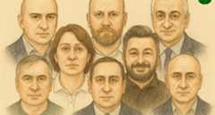 Обвиняемые по делу о саботаже. Иллюстрация создана "Кавказским узлом" с помощью ИИ. 