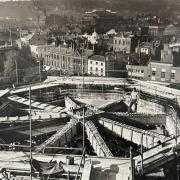Construction of lantern tower at Blackburn Cathedral, 1968
