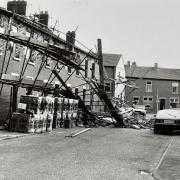 Wall collapse, Stephen Street, Mill Hill, March 1990