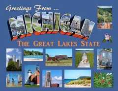 Greetings from Michigan Postcard. Available at Legends' General Store.