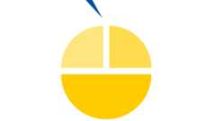 KuGeL Logo Internet Projektlogo für Kultursensible Gesundheitslotsen für Leipzig, stilisierter Apfel aus drei Teilen, gelb mit blauem Stil