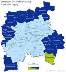 Karte der Leipziger Ortsteile und Ortschaften - Liebertwolkwitz hervorgehoben
