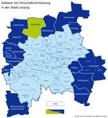 Karte der Leipziger Ortsteile und Ortschaften - Lindenthal hervorgehoben