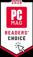 PCMag Readers' Choice 2025 badge with mouse click graphic