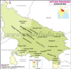 Elevation Map of Uttar Pradesh