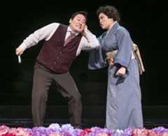 Goro (Ilhee Lee) is chastised by Suzuki (Kayla Nanto) in Opera San Jose's production of "Madama Butterfly," playing through Nov. 30 at California Theatre in downtown San Jose.