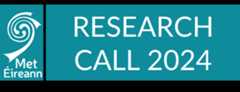 Met Éireann logo and plain title graphic announcing Research Call 2024
