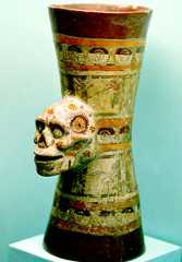 Pic 14: Mixtec goblet with skull relief, painted top and bottom with stars (half-open ‘eyes of the night’)