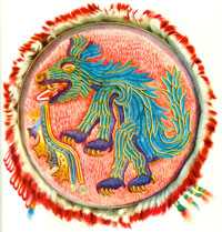 Pic 11: Colour illustration of Aztec feather mosaic shield in the Museum für Völkerkunde, Vienna, Austria.