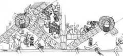 Pic 7: “Frieze of the Dream Lords”, detail of façade, Tonina, Chipas. Schele Drawing Collection, FAMSI