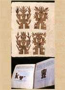 Pic 9: Paper cut deity figures from San Pablito Pahuatlan (top) and pages from a ‘History of the Curing of the Elderly’ belonging to Ricardo de la Loma, San Pablito P.