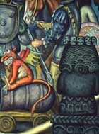 Pic 20: Demonized cannon: detail from a screen mural on the Spanish Conquest of Mexico by Roberto Cueva del Río