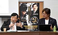 東日本国際大学の吉村作治学長（左）と吉田学氏