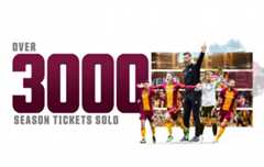 Over 3000 Season tickets sold