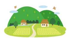 里山の風景イラスト