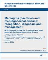 Cover of Evidence review for symptoms and signs associated with meningococcal disease