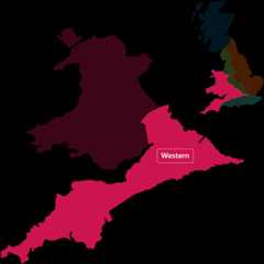 Map showing western route