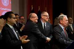 David Skorton and Peretz Lavie embrace