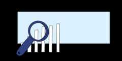 Illustration einer Lupe über einem Diagramm