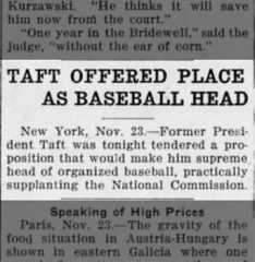 Clip of the Day: William Howard Taft Offered Job as Baseball Czar