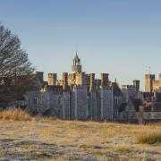 View of the house across the frosty parkland at Knole, Kent