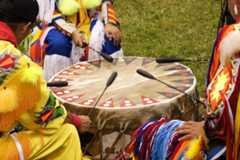 Indians drumming at a Pow Wow