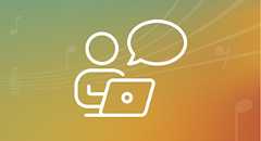 person typing on a laptop and a though bubble