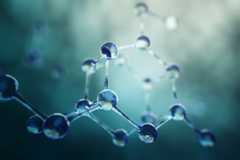 water molecules on green background