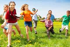 children running outside