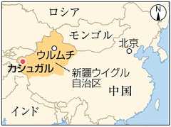 中国新疆ウイグル自治区カシュガルの地図